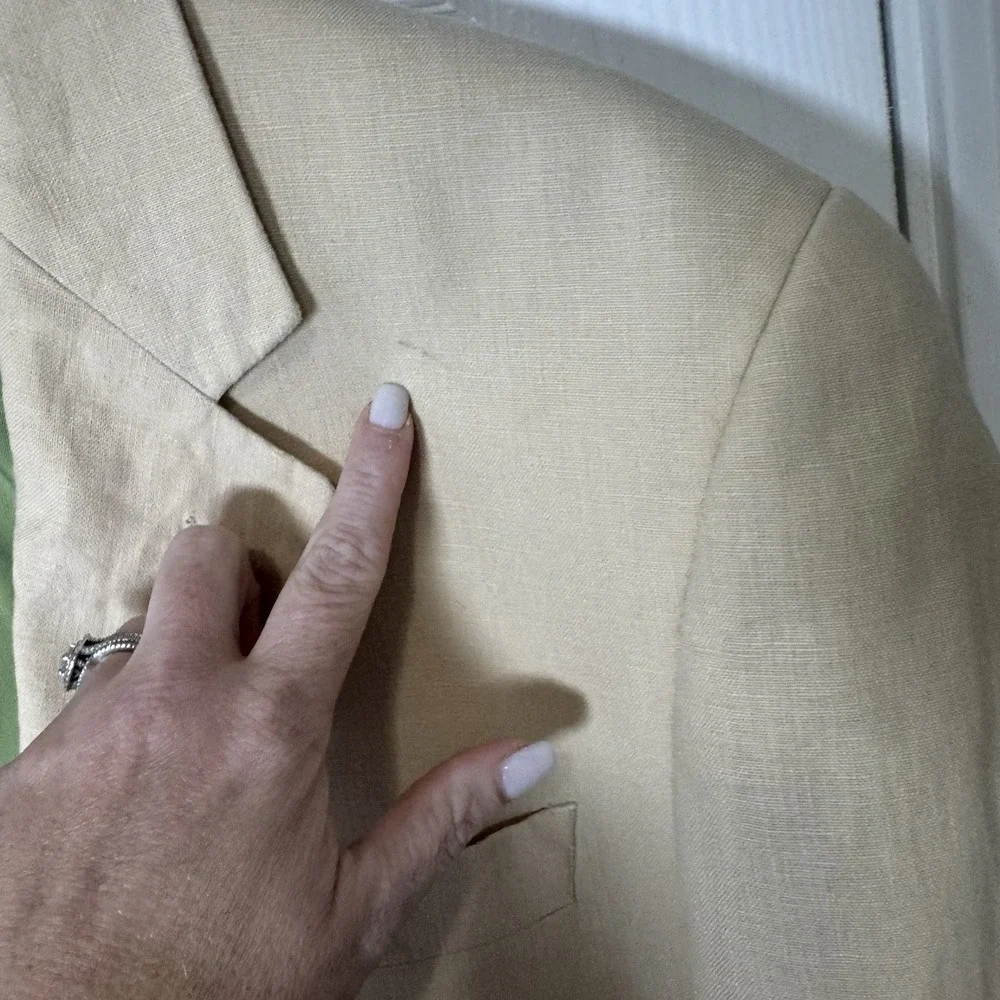 Alan Flusser Men's 100% Linen Two Button Dress Blazer Jacket Beige 44R